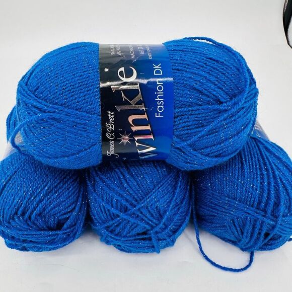 James C Brett Twinkle Yarn Lot Sapphire Cobalt Blue w/ Metallic Thread DK (4) - Picture 7 of 7